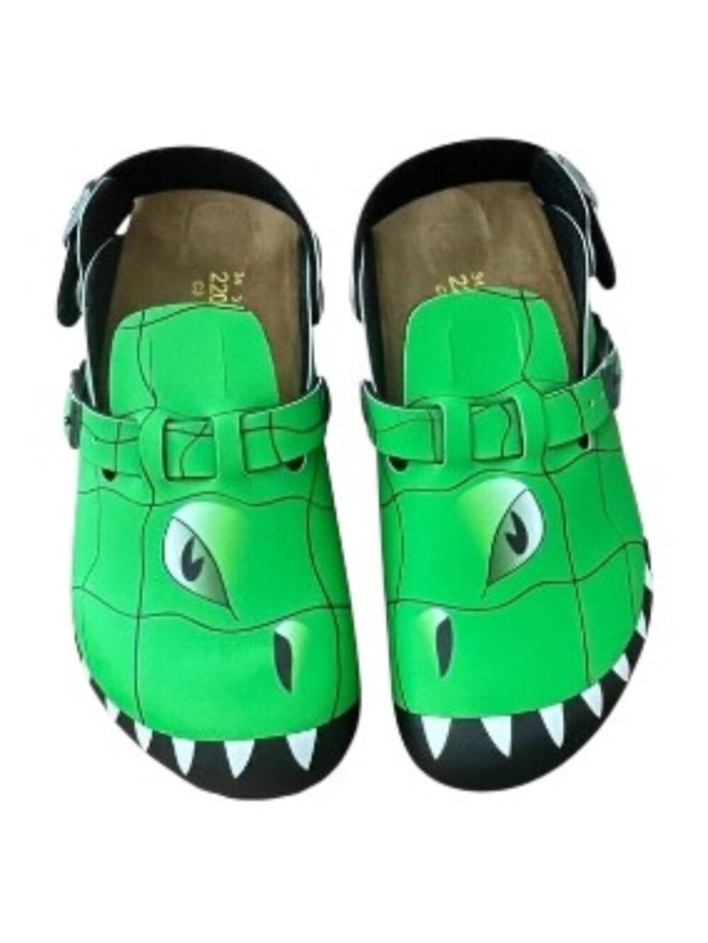 Birkenstock Green Monster Dinosaur Boston Mules Clogs Unisex Size EU 34/3-3.5 US